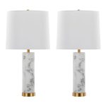 Marbella White Marble and Brass Table Lamps (Set of 2) 16 Marbella White Marble and Brass Table Lamps (Set of 2)