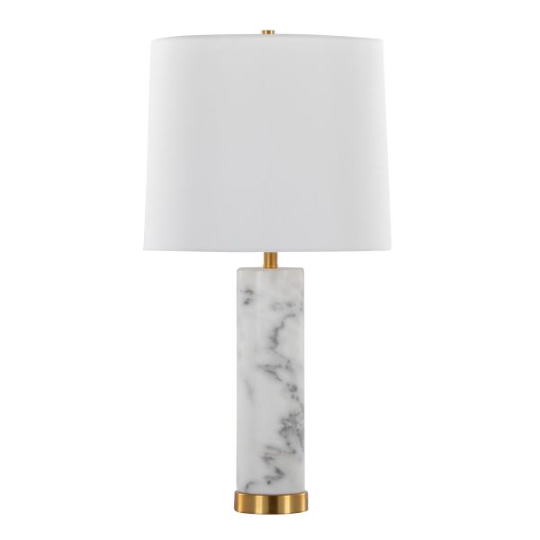 Marbella White Marble and Brass Table Lamps Set of 2 5