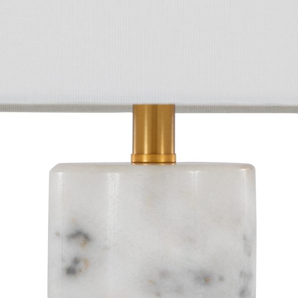 Marbella White Marble and Brass Table Lamps Set of 2 8