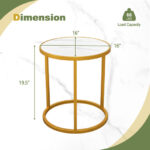 Compact Round Faux Marble Side Table with Golden Metal Frame