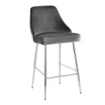Marcel 25 Chrome Blue Velvet Contemporary Counter Stool (Set of 2) 12 Marcel 25 Chrome Blue Velvet Contemporary Counter Stool (Set of 2)