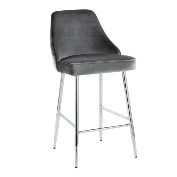 Marcel 25 Chrome Blue Velvet Contemporary Counter Stool Set of 2 2