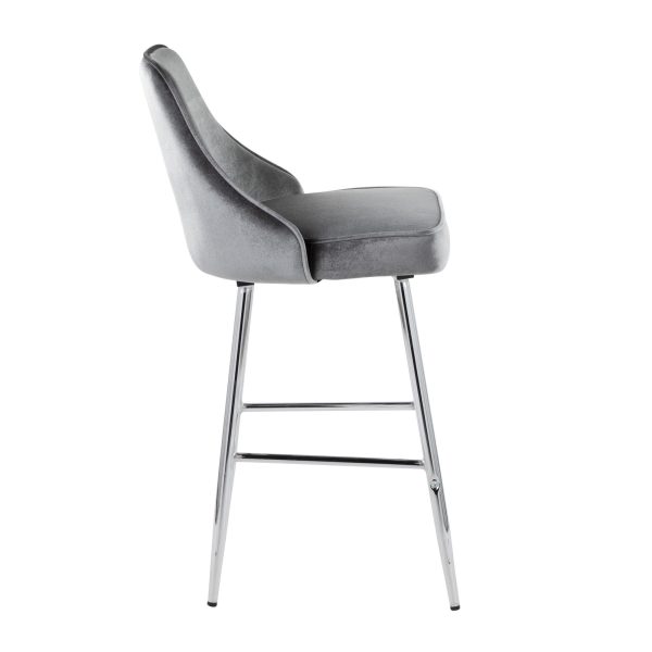 Marcel 25 Chrome Blue Velvet Contemporary Counter Stool Set of 2 3