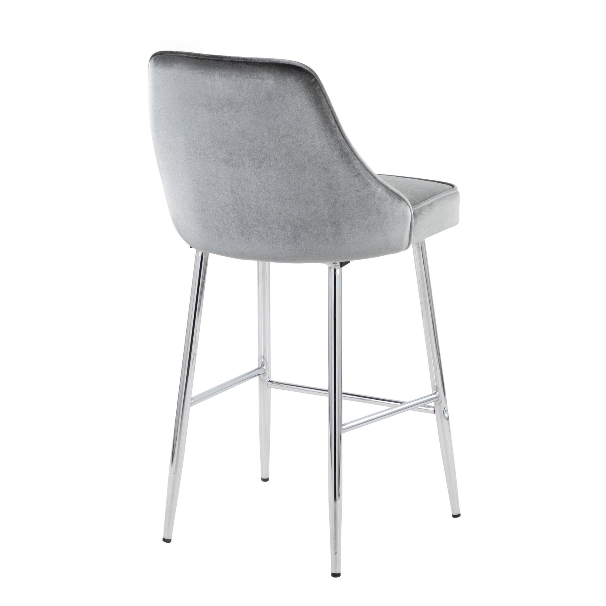 Marcel 25 Chrome Blue Velvet Contemporary Counter Stool (Set of 2) 5 Marcel 25 Chrome Blue Velvet Contemporary Counter Stool (Set of 2) - Image 5