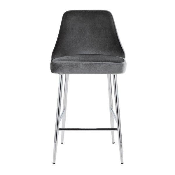 Marcel 25 Chrome Blue Velvet Contemporary Counter Stool Set of 2 6