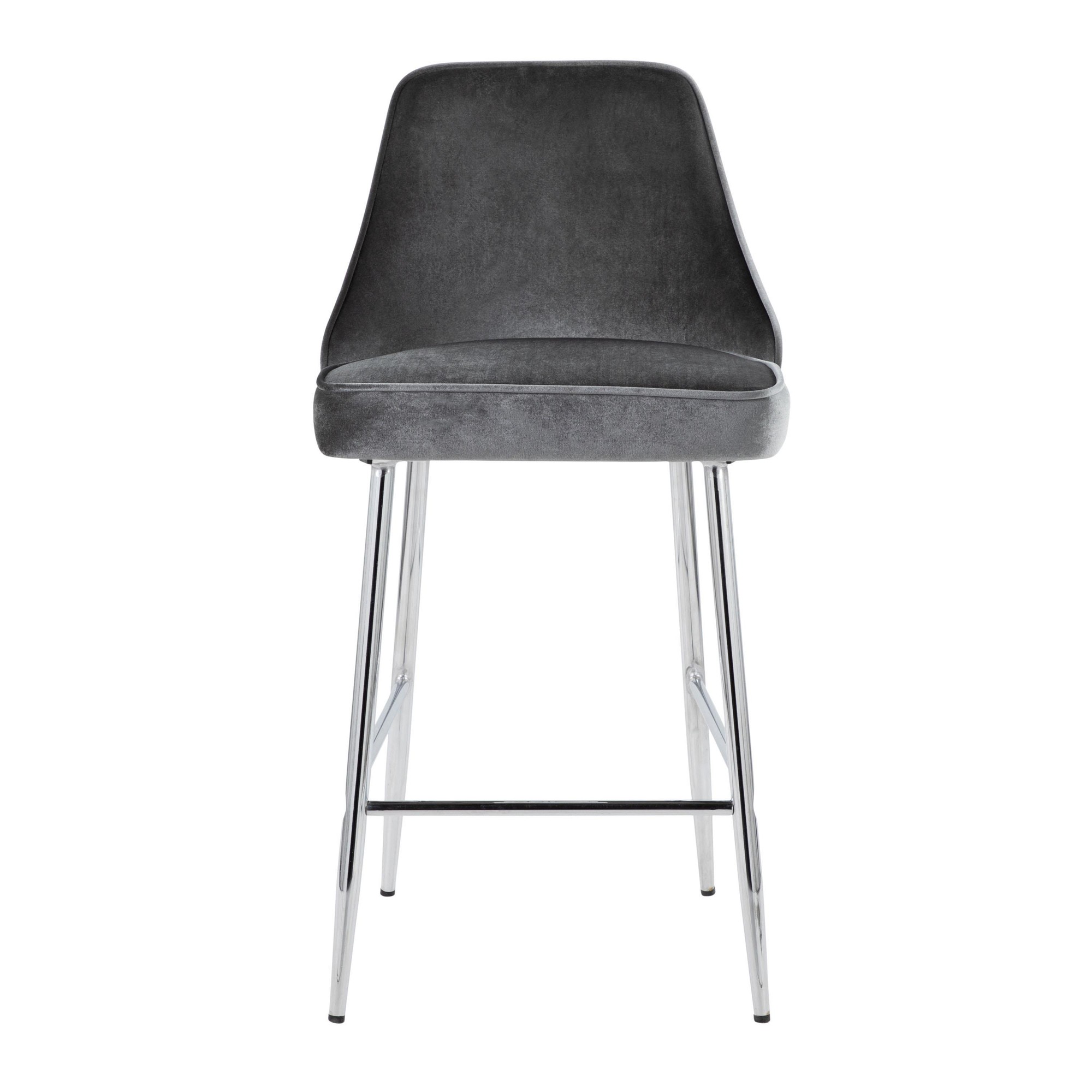 Marcel 25 Chrome Blue Velvet Contemporary Counter Stool (Set of 2) 7 Marcel 25 Chrome Blue Velvet Contemporary Counter Stool (Set of 2) - Image 7