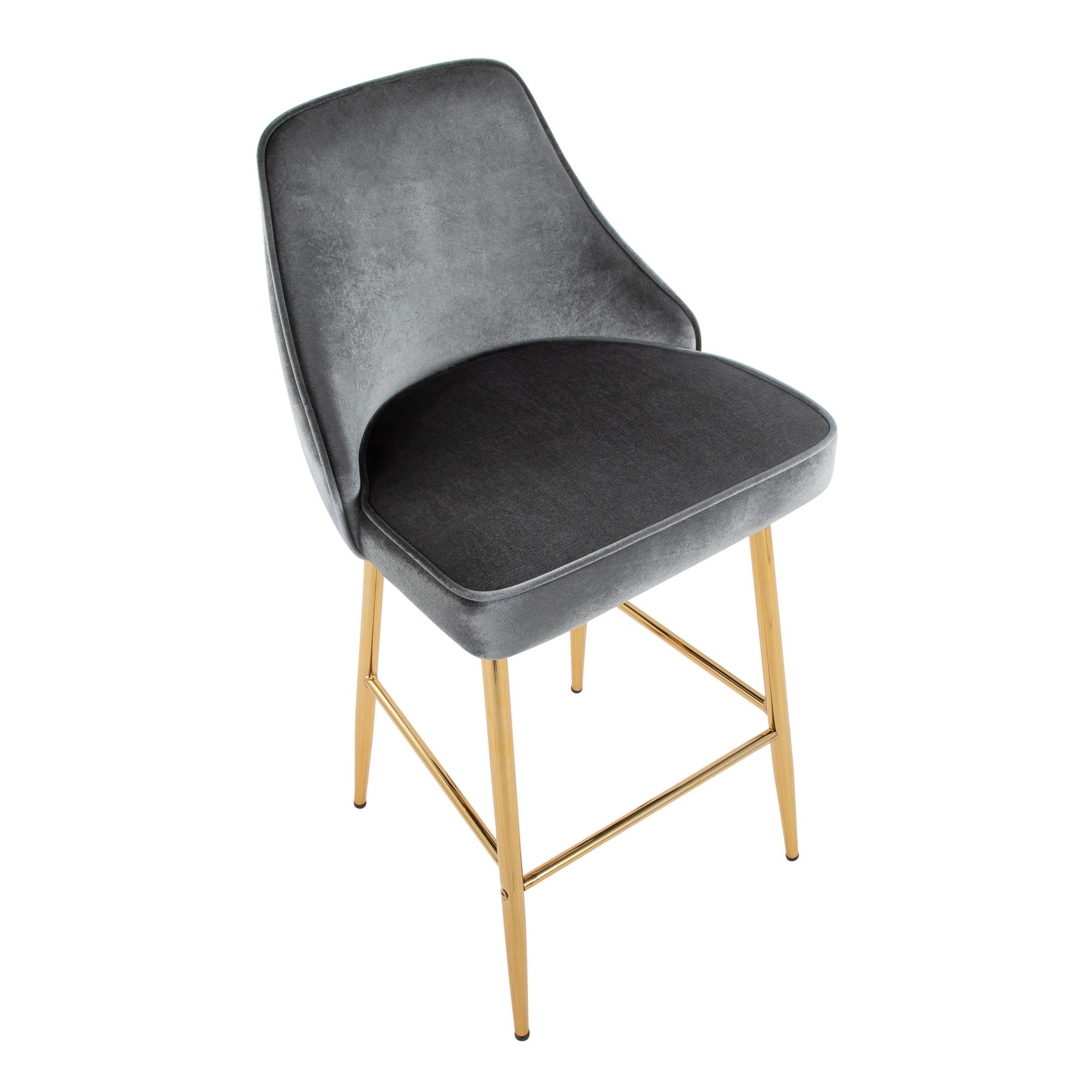 Marcel 25 Gold Blue Velvet Contemporary Counter Stools (Set of 2) 8 Marcel 25 Gold Blue Velvet Contemporary Counter Stools (Set of 2) - Image 8