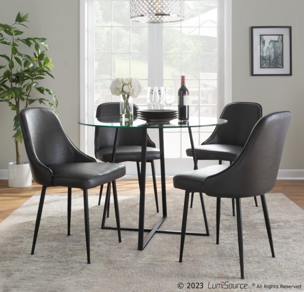 Marcel Black Frame Grey Faux Leather Contemporary Dining Chair Set of 2 1