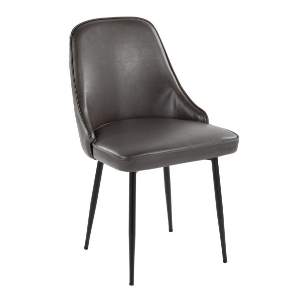 Marcel Black Frame Grey Faux Leather Contemporary Dining Chair Set of 2 3
