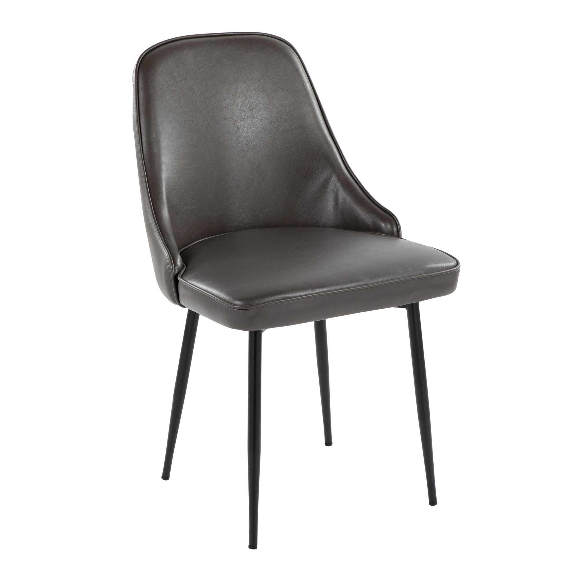 Marcel Black Frame Grey Faux Leather Contemporary Dining Chair (Set of 2) 4 Marcel Black Frame Grey Faux Leather Contemporary Dining Chair (Set of 2) - Image 4