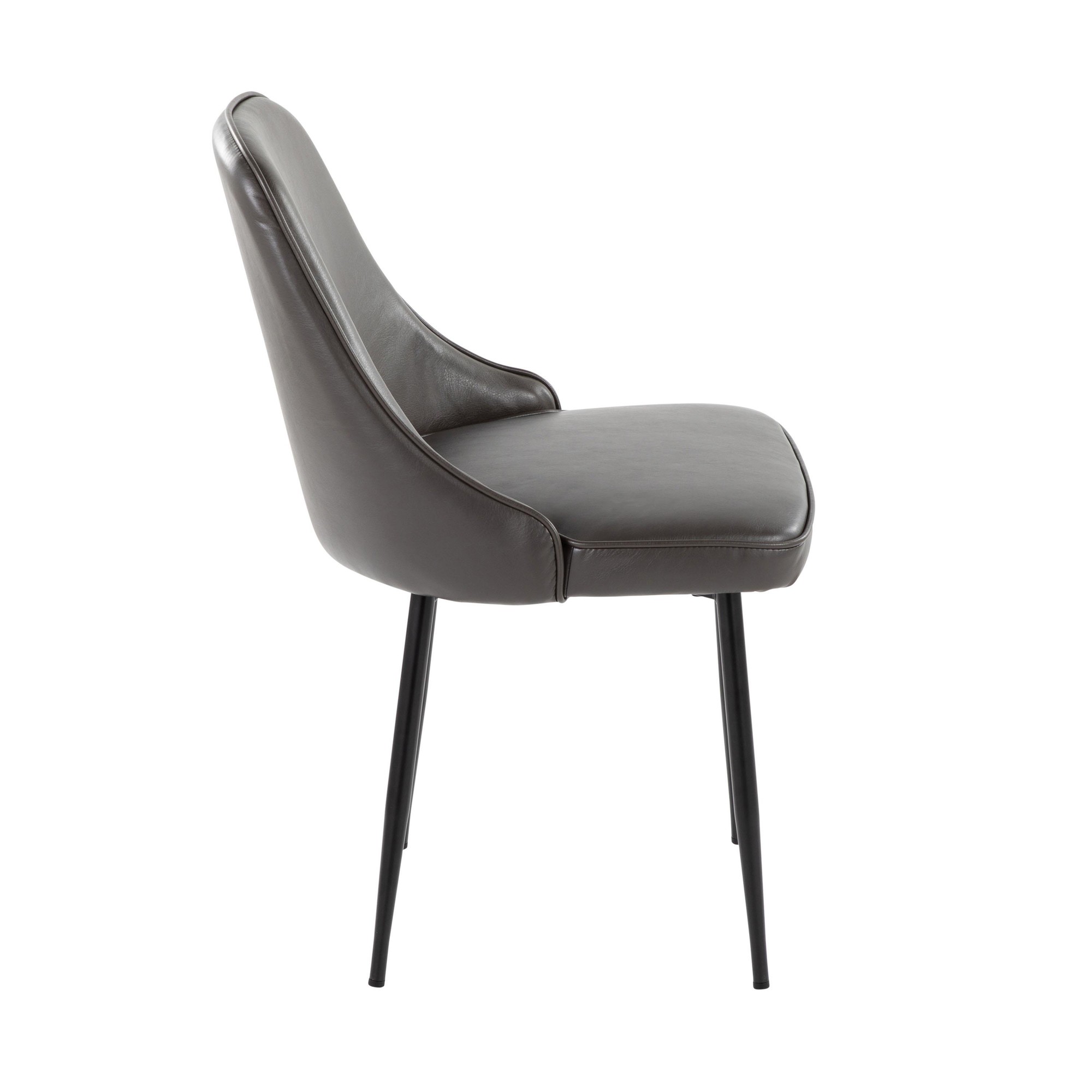 Marcel Black Frame Grey Faux Leather Contemporary Dining Chair (Set of 2) 5 Marcel Black Frame Grey Faux Leather Contemporary Dining Chair (Set of 2) - Image 5