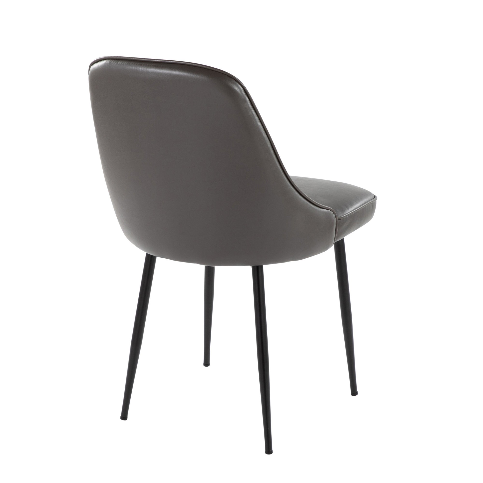Marcel Black Frame Grey Faux Leather Contemporary Dining Chair (Set of 2) 6 Marcel Black Frame Grey Faux Leather Contemporary Dining Chair (Set of 2) - Image 6