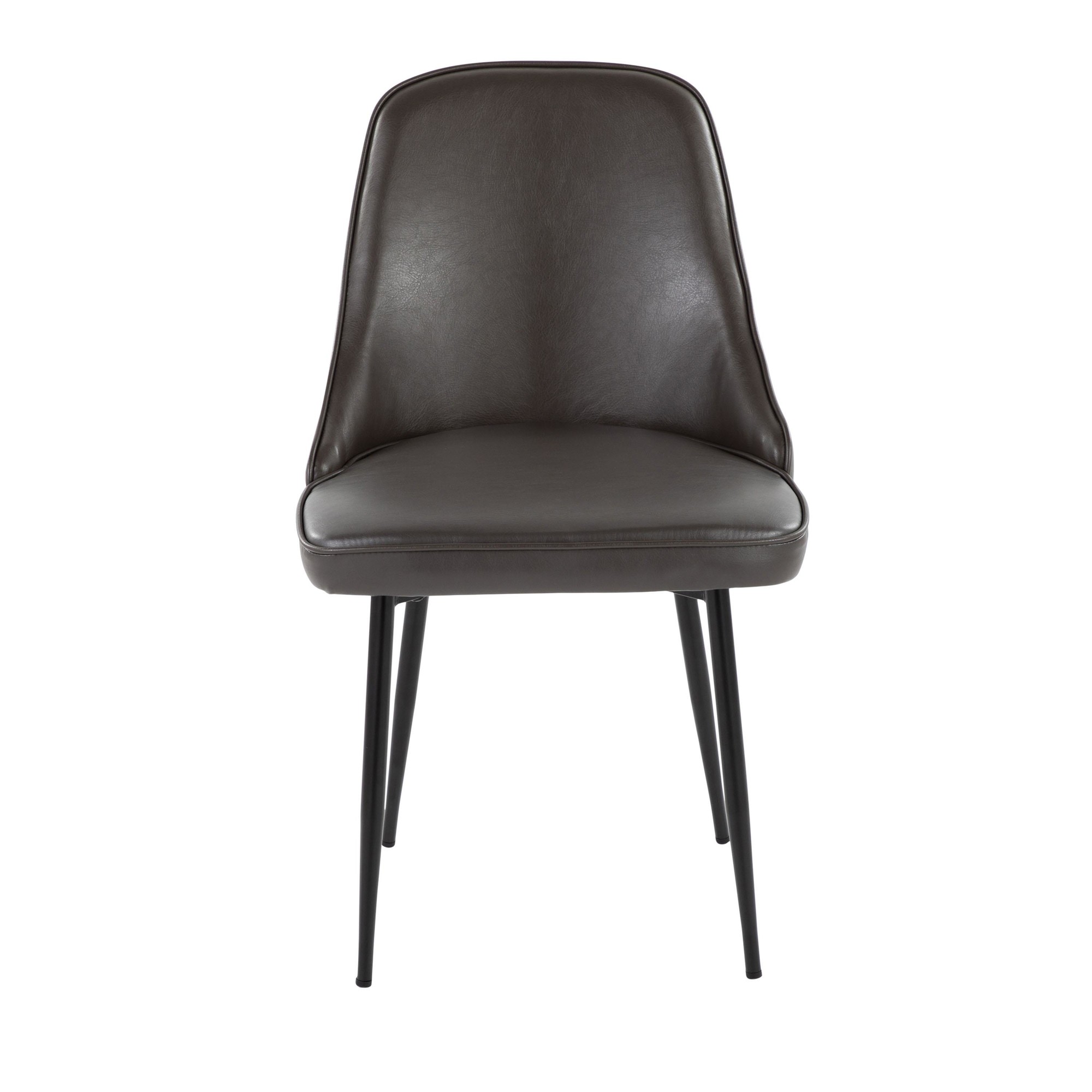 Marcel Black Frame Grey Faux Leather Contemporary Dining Chair (Set of 2) 8 Marcel Black Frame Grey Faux Leather Contemporary Dining Chair (Set of 2) - Image 8
