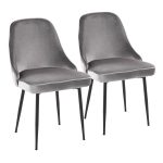 Marcel Black Silver Velvet Contemporary Dining Chairs (Set of 2) 15 Marcel Black Silver Velvet Contemporary Dining Chairs (Set of 2)
