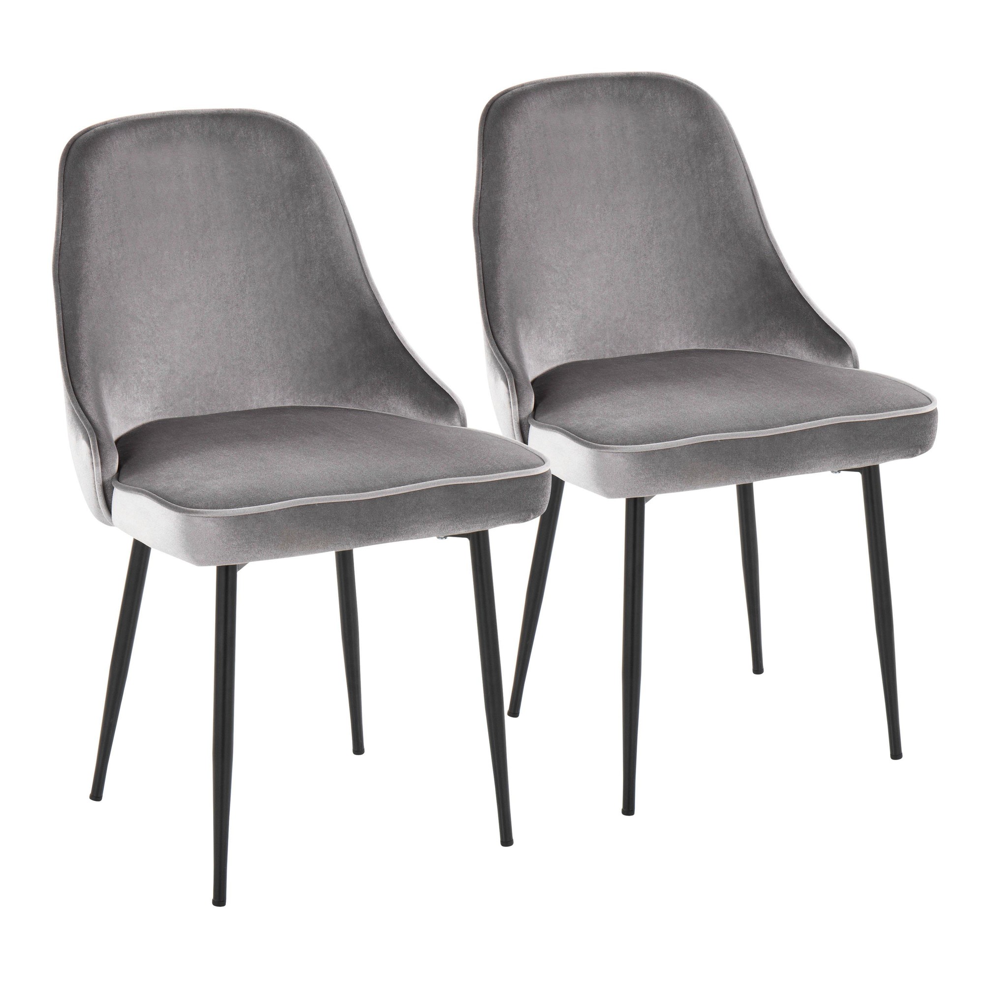 Marcel Black Silver Velvet Contemporary Dining Chairs (Set of 2) 4 Marcel Black Silver Velvet Contemporary Dining Chairs (Set of 2) - Image 4