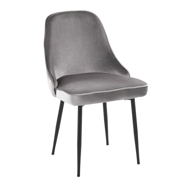 Marcel Black Silver Velvet Contemporary Dining Chairs Set of 2 4