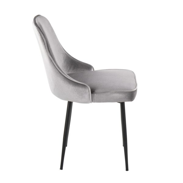 Marcel Black Silver Velvet Contemporary Dining Chairs Set of 2 5