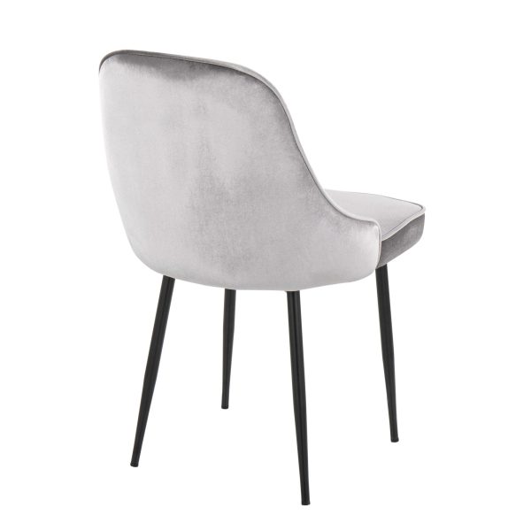 Marcel Black Silver Velvet Contemporary Dining Chairs Set of 2 6