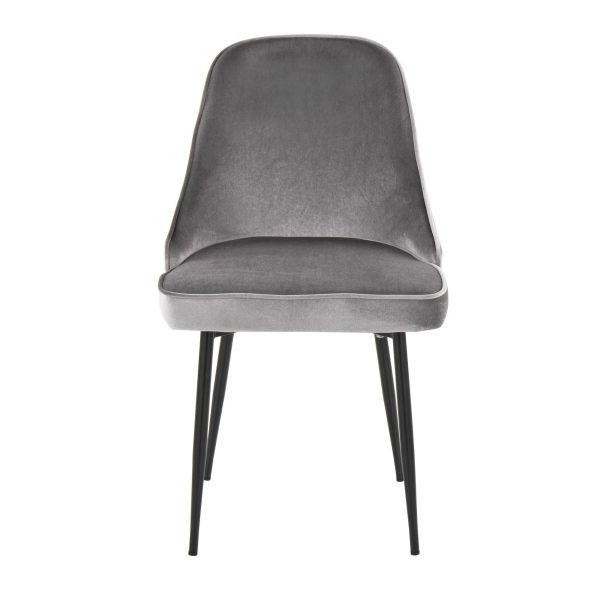 Marcel Black Silver Velvet Contemporary Dining Chairs Set of 2 8