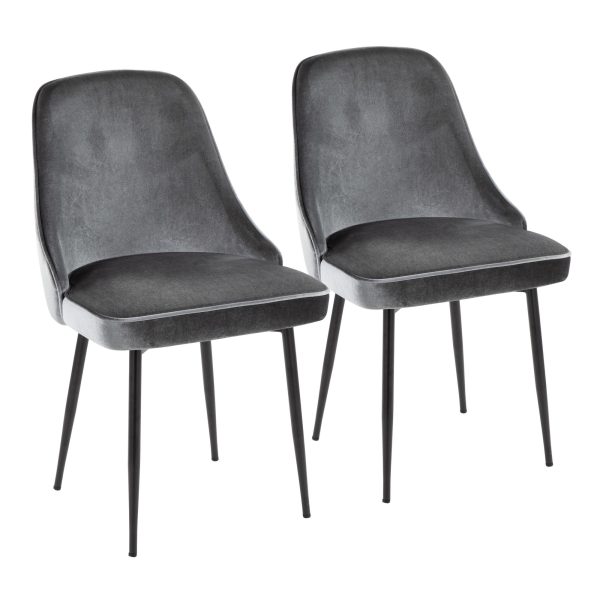 Marcel Black and Blue Velvet Contemporary Dining Chairs Set of 2 2