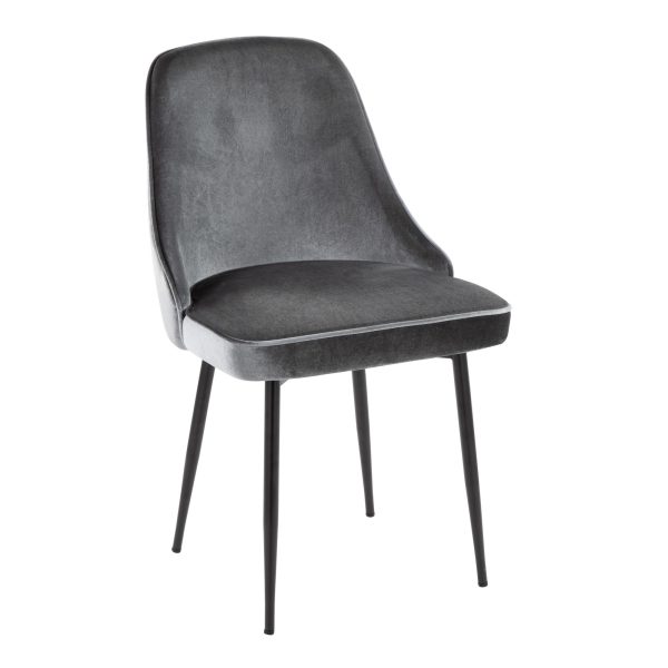 Marcel Black and Blue Velvet Contemporary Dining Chairs Set of 2 3