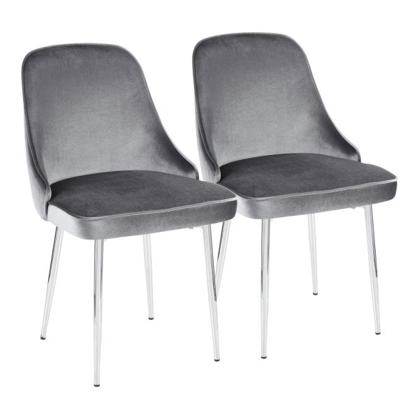 Marcel Blue Velvet Contemporary Dining Chairs Set of 2 1