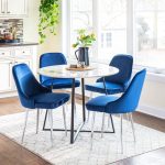 Marcel Chrome Navy Velvet Contemporary Dining Chairs (Set of 2) 15 Marcel Chrome Navy Velvet Contemporary Dining Chairs (Set of 2)
