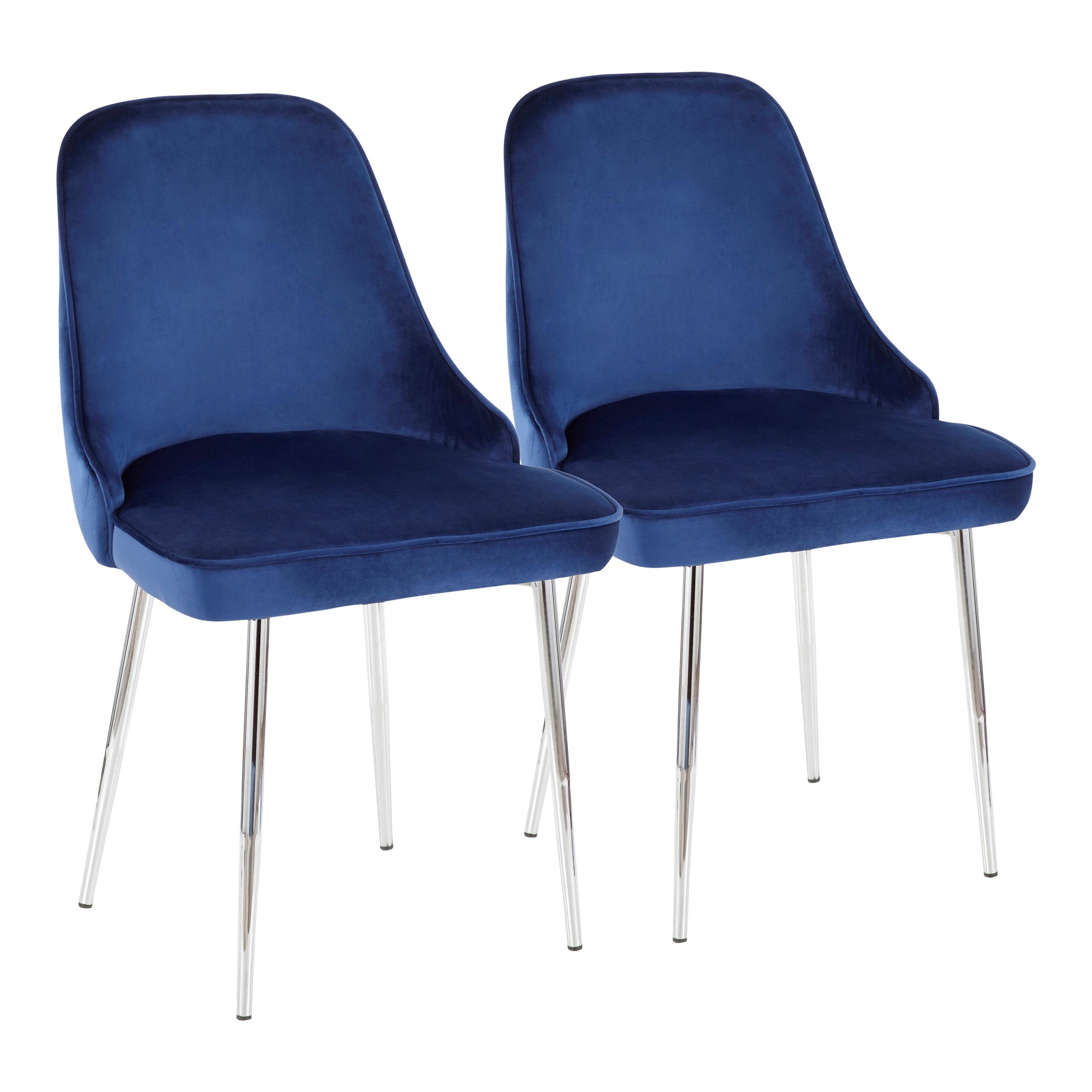 Marcel Chrome Navy Velvet Contemporary Dining Chairs (Set of 2) 4 Marcel Chrome Navy Velvet Contemporary Dining Chairs (Set of 2) - Image 4