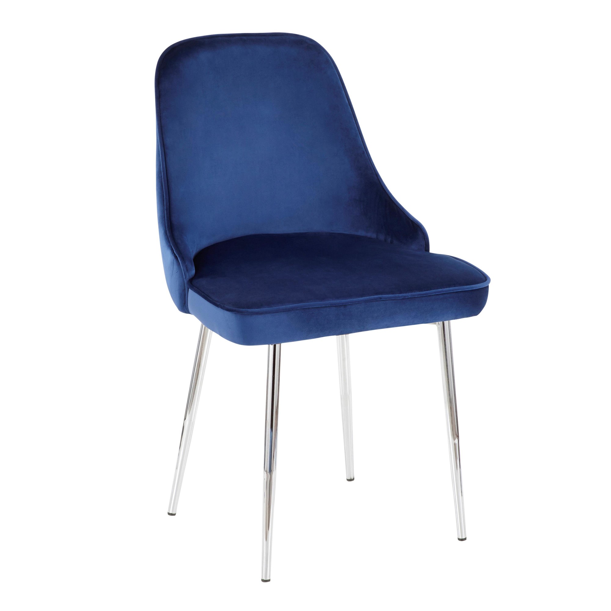 Marcel Chrome Navy Velvet Contemporary Dining Chairs (Set of 2) 5 Marcel Chrome Navy Velvet Contemporary Dining Chairs (Set of 2) - Image 5