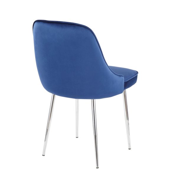 Marcel Chrome Navy Velvet Contemporary Dining Chairs Set of 2 6