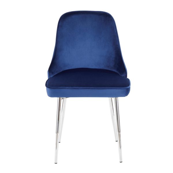 Marcel Chrome Navy Velvet Contemporary Dining Chairs Set of 2 8