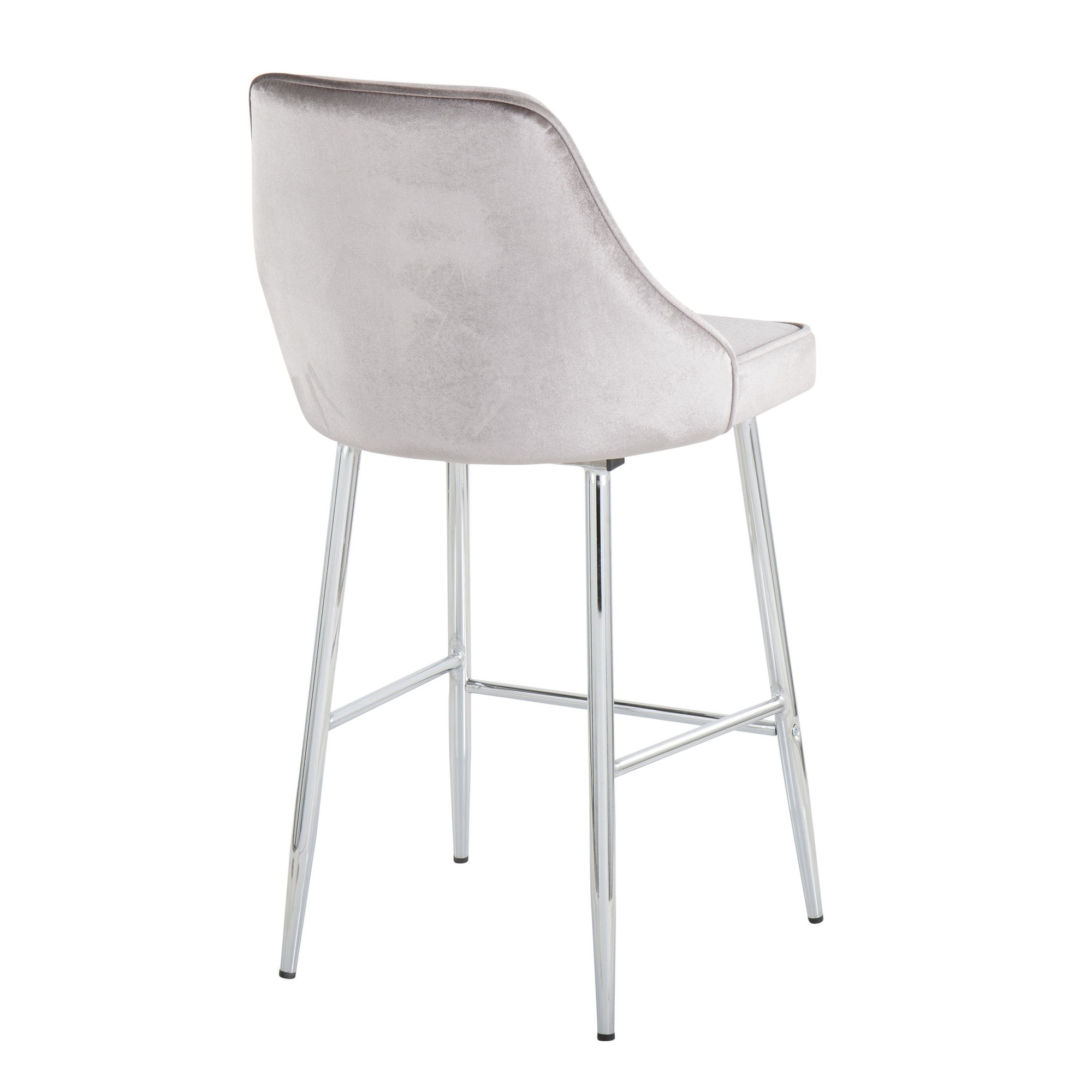 Marcel Chrome Silver Velvet Contemporary 26-Inch Counter Stools (Set of 2) 5 Marcel Chrome Silver Velvet Contemporary 26-Inch Counter Stools (Set of 2) - Image 5
