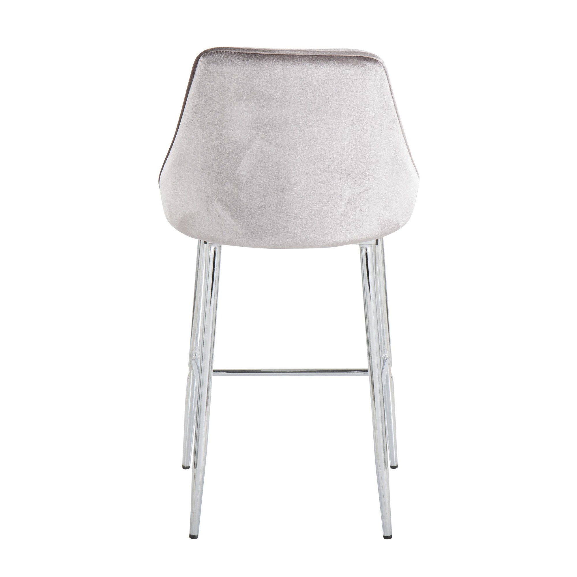 Marcel Chrome Silver Velvet Contemporary 26-Inch Counter Stools (Set of 2) 6 Marcel Chrome Silver Velvet Contemporary 26-Inch Counter Stools (Set of 2) - Image 6