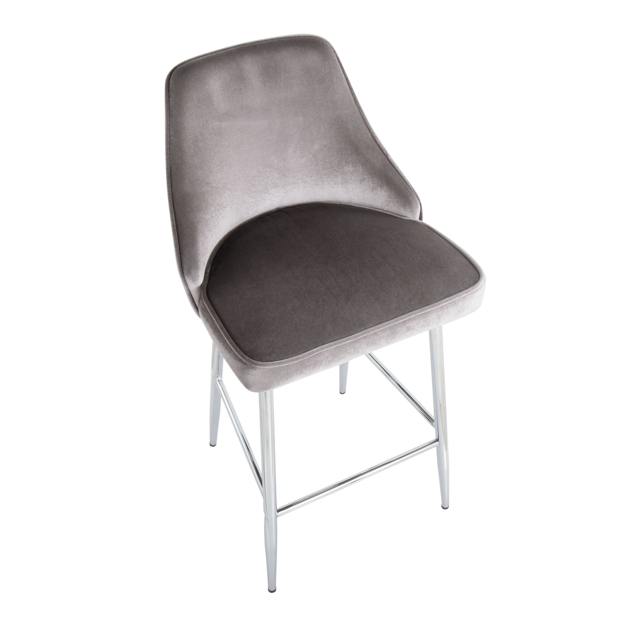 Marcel Chrome Silver Velvet Contemporary 26-Inch Counter Stools (Set of 2) 8 Marcel Chrome Silver Velvet Contemporary 26-Inch Counter Stools (Set of 2) - Image 8