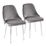 Marcel Chrome Silver Velvet Contemporary Dining Chairs (Set of 2) 10 Marcel Chrome Silver Velvet Contemporary Dining Chairs (Set of 2)