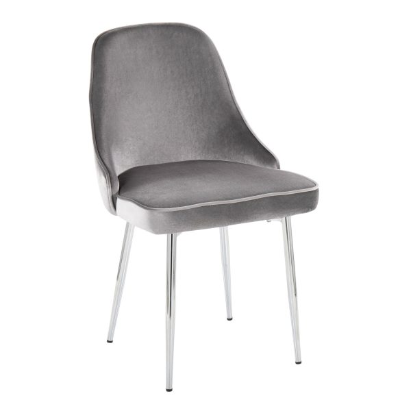 Marcel Chrome Silver Velvet Contemporary Dining Chairs Set of 2 2