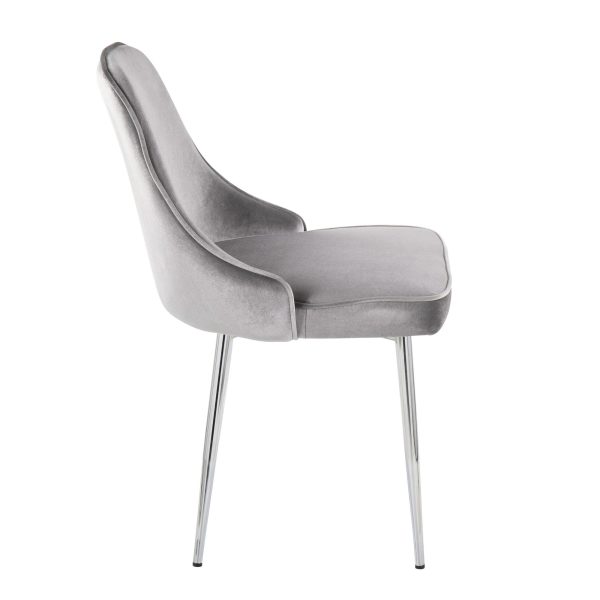 Marcel Chrome Silver Velvet Contemporary Dining Chairs Set of 2 3
