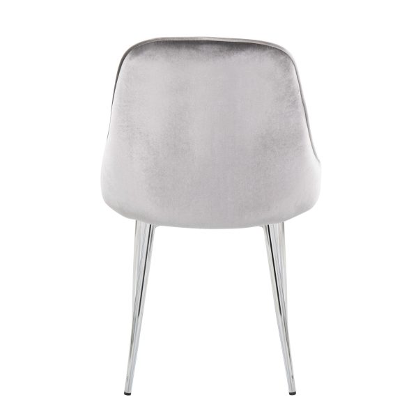 Marcel Chrome Silver Velvet Contemporary Dining Chairs Set of 2 4