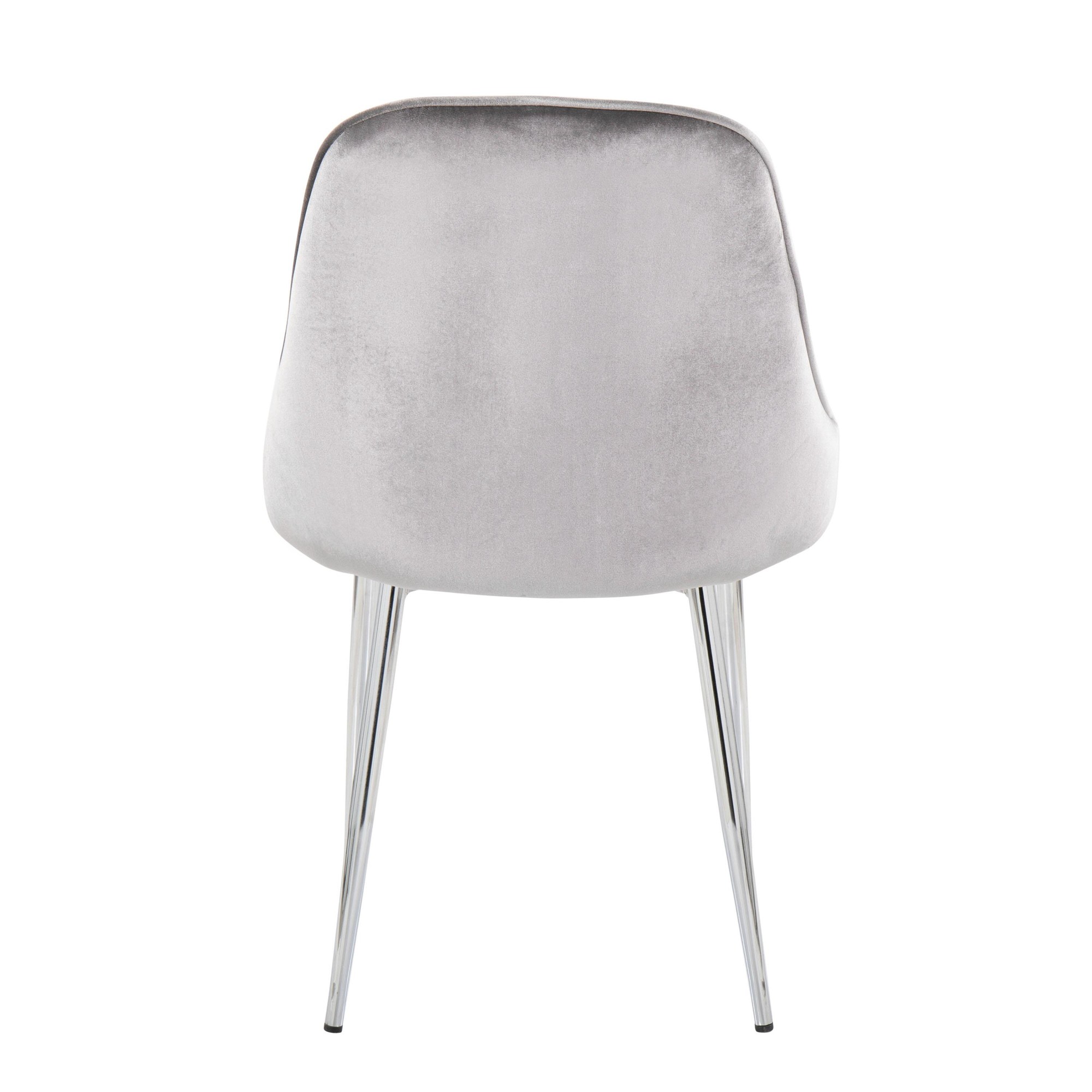 Marcel Chrome Silver Velvet Contemporary Dining Chairs (Set of 2) 4 Marcel Chrome Silver Velvet Contemporary Dining Chairs (Set of 2) - Image 4
