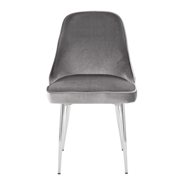 Marcel Chrome Silver Velvet Contemporary Dining Chairs Set of 2 5