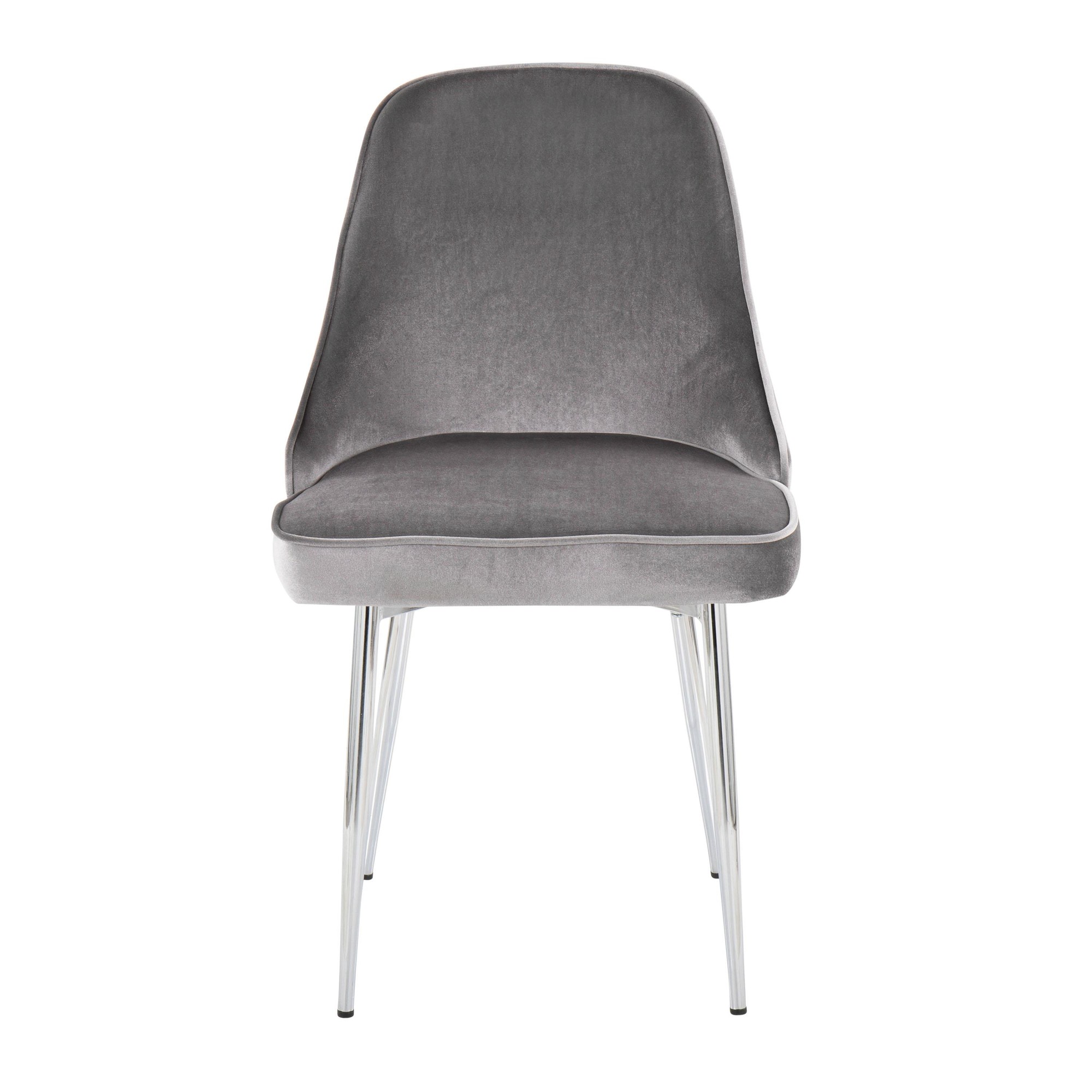 Marcel Chrome Silver Velvet Contemporary Dining Chairs (Set of 2) 5 Marcel Chrome Silver Velvet Contemporary Dining Chairs (Set of 2) - Image 5