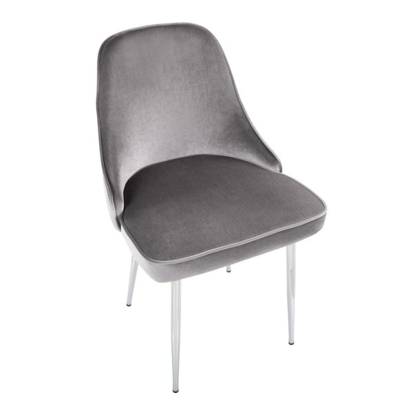 Marcel Chrome Silver Velvet Contemporary Dining Chairs Set of 2 6