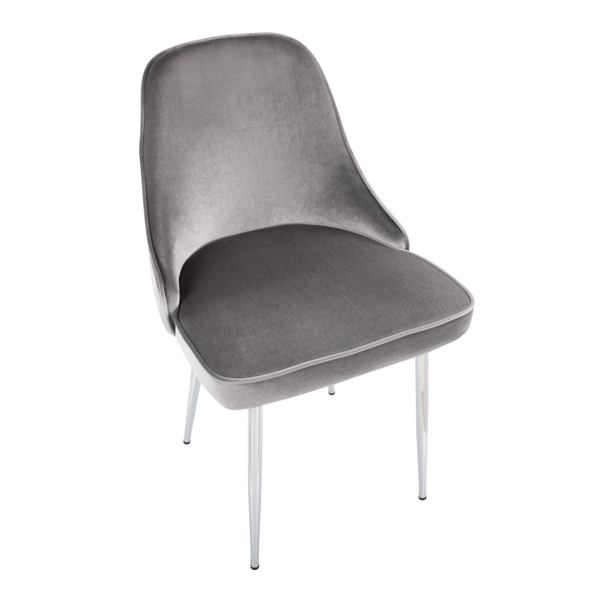 Marcel Chrome Silver Velvet Contemporary Dining Chairs (Set of 2) 6 Marcel Chrome Silver Velvet Contemporary Dining Chairs (Set of 2) - Image 6