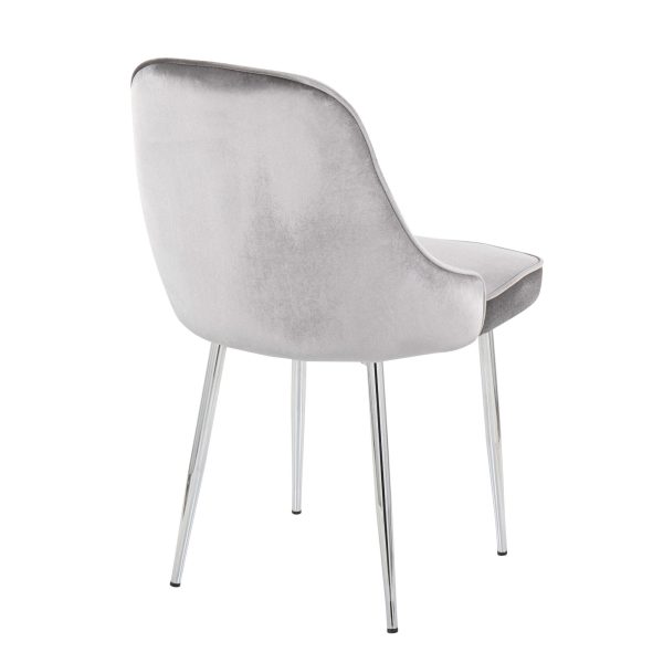 Marcel Chrome Silver Velvet Contemporary Dining Chairs Set of 2 7