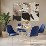 Marcel Contemporary Blue Velvet Dining Chairs with Gold Legs (Set of 2) (Set of 2)