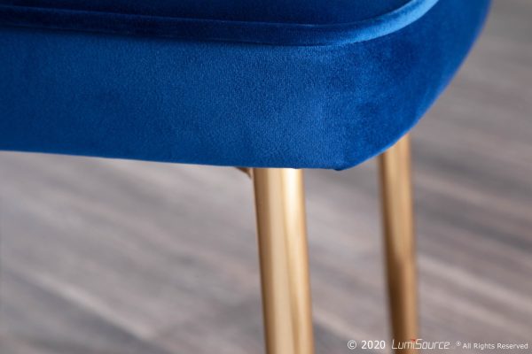 Marcel Contemporary Blue Velvet Dining Chairs with Gold Legs Set of 2 Set of 2 2
