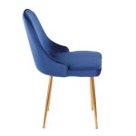 Marcel Contemporary Blue Velvet Dining Chairs with Gold Legs (Set of 2) (Set of 2)