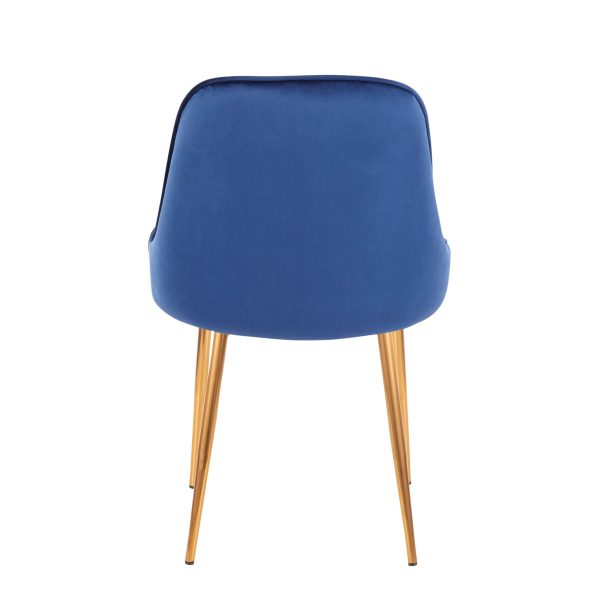 Marcel Contemporary Blue Velvet Dining Chairs with Gold Legs Set of 2 Set of 2 7