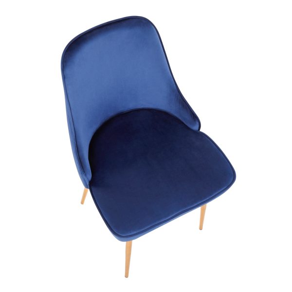 Marcel Contemporary Blue Velvet Dining Chairs with Gold Legs Set of 2 Set of 2 9
