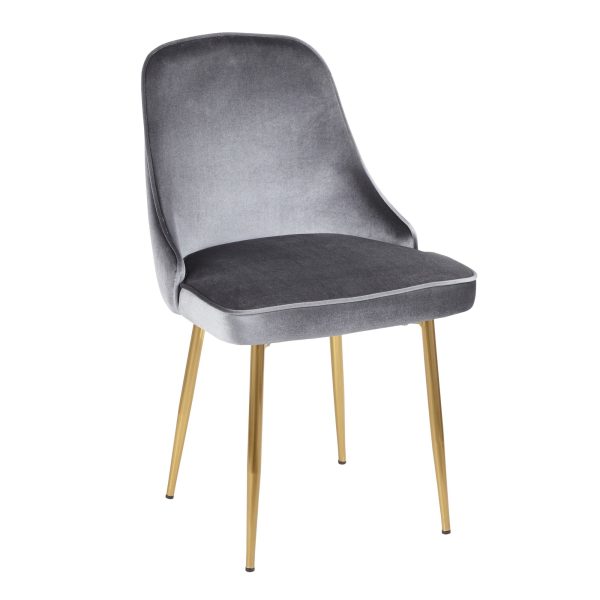 Marcel Contemporary Blue Velvet and Gold Dining Chair Set of 2 Set of 2 4